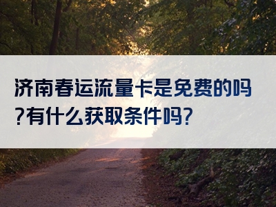 济南春运流量卡是免费的吗？有什么获取条件吗？