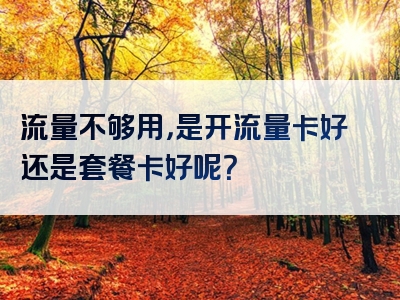 流量不够用，是开流量卡好还是套餐卡好呢？