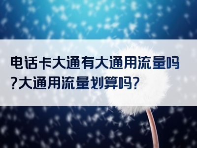 电话卡大通有大通用流量吗？大通用流量划算吗？