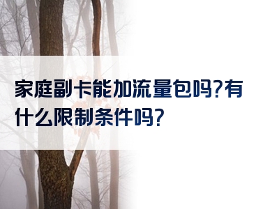 家庭副卡能加流量包吗？有什么限制条件吗？