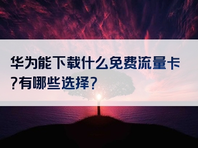 华为能下载什么免费流量卡？有哪些选择？