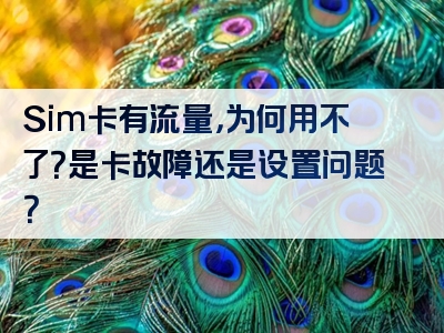 Sim卡有流量，为何用不了？是卡故障还是设置问题？