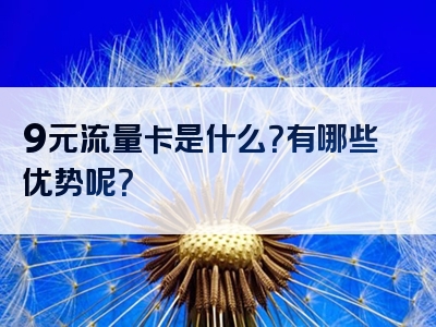 9元流量卡是什么？有哪些优势呢？