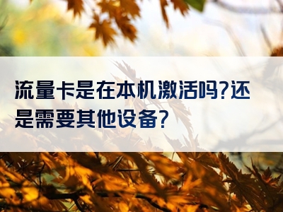 流量卡是在本机激活吗？还是需要其他设备？