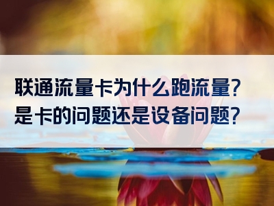 联通流量卡为什么跑流量？是卡的问题还是设备问题？