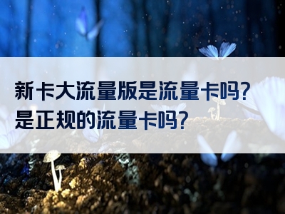 新卡大流量版是流量卡吗？是正规的流量卡吗？