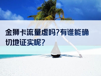 金狮卡流量虚吗？有谁能确切地证实呢？