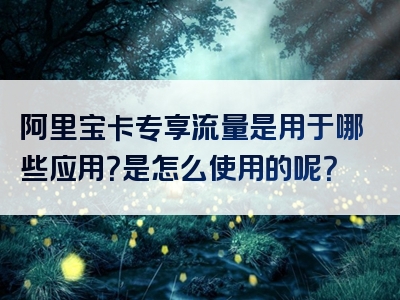 阿里宝卡专享流量是用于哪些应用？是怎么使用的呢？