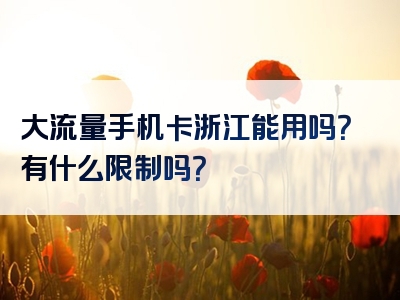 大流量手机卡浙江能用吗？有什么限制吗？