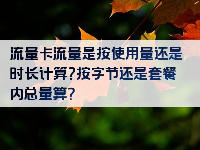 流量卡流量是按使用量还是时长计算？按字节还是套餐内总量算？