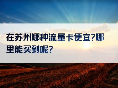 在苏州哪种流量卡便宜？哪里能买到呢？