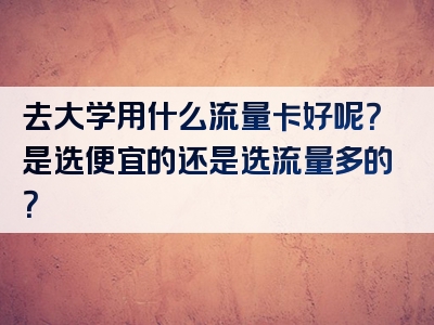 去大学用什么流量卡好呢？是选便宜的还是选流量多的？