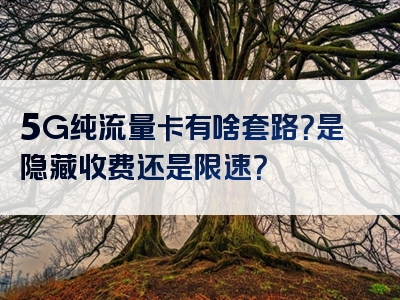 5G纯流量卡有啥套路？是隐藏收费还是限速？