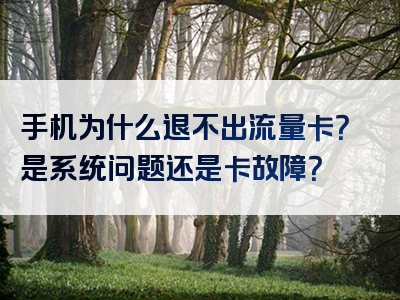 手机为什么退不出流量卡？是系统问题还是卡故障？