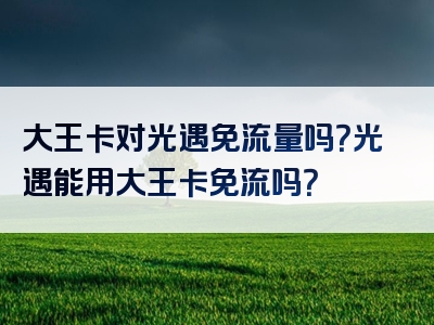 大王卡对光遇免流量吗？光遇能用大王卡免流吗？