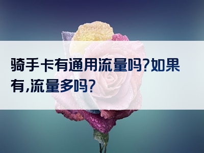 骑手卡有通用流量吗？如果有，流量多吗？