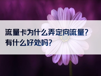 流量卡为什么弄定向流量？有什么好处吗？