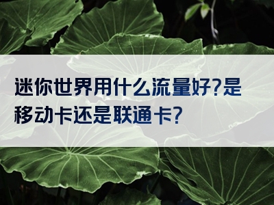 迷你世界用什么流量好？是移动卡还是联通卡？