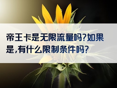 帝王卡是无限流量吗？如果是，有什么限制条件吗？