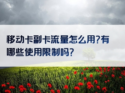 移动卡副卡流量怎么用？有哪些使用限制吗？