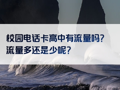 校园电话卡高中有流量吗？流量多还是少呢？