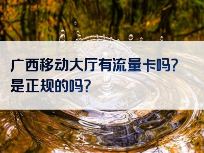 广西移动大厅有流量卡吗？是正规的吗？