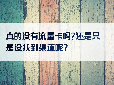 真的没有流量卡吗？还是只是没找到渠道呢？