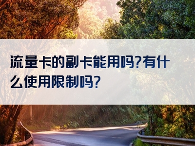 流量卡的副卡能用吗？有什么使用限制吗？