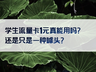 学生流量卡1元真能用吗？还是只是一种噱头？