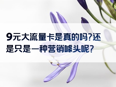 9元大流量卡是真的吗？还是只是一种营销噱头呢？