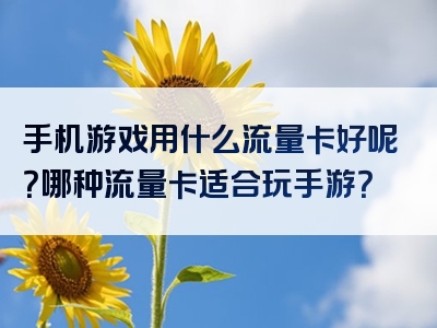 手机游戏用什么流量卡好呢？哪种流量卡适合玩手游？