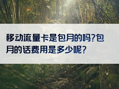 移动流量卡是包月的吗？包月的话费用是多少呢？