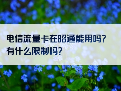 电信流量卡在昭通能用吗？有什么限制吗？
