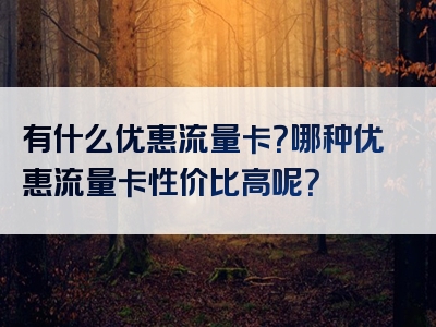 有什么优惠流量卡？哪种优惠流量卡性价比高呢？
