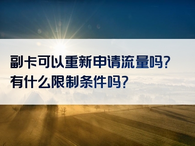 副卡可以重新申请流量吗？有什么限制条件吗？