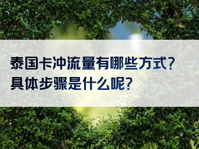 泰国卡冲流量有哪些方式？具体步骤是什么呢？