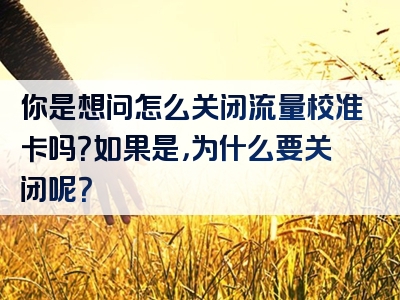 你是想问怎么关闭流量校准卡吗？如果是，为什么要关闭呢？