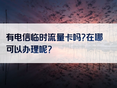 有电信临时流量卡吗？在哪可以办理呢？