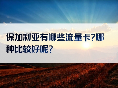 保加利亚有哪些流量卡？哪种比较好呢？