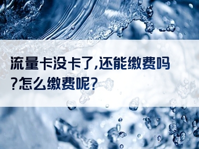 流量卡没卡了，还能缴费吗？怎么缴费呢？