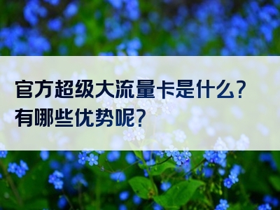 官方超级大流量卡是什么？有哪些优势呢？
