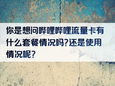 你是想问哔哩哔哩流量卡有什么套餐情况吗？还是使用情况呢？