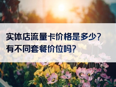 实体店流量卡价格是多少？有不同套餐价位吗？