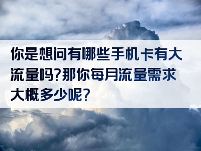 你是想问有哪些手机卡有大流量吗？那你每月流量需求大概多少呢？