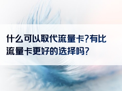 什么可以取代流量卡？有比流量卡更好的选择吗？