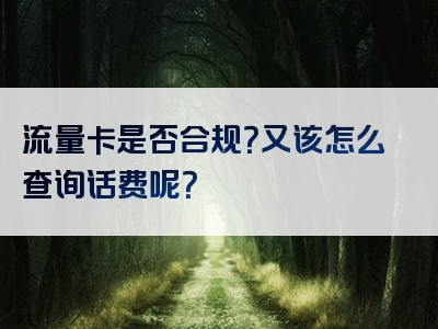 流量卡是否合规？又该怎么查询话费呢？