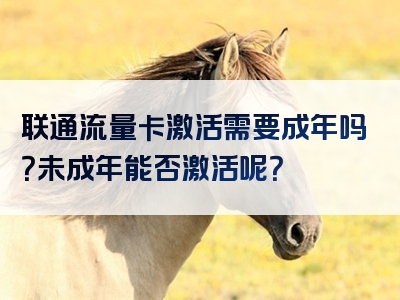 联通流量卡激活需要成年吗？未成年能否激活呢？