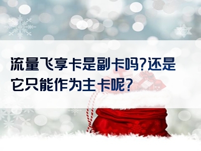 流量飞享卡是副卡吗？还是它只能作为主卡呢？