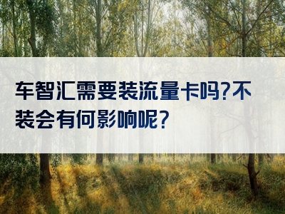 车智汇需要装流量卡吗？不装会有何影响呢？