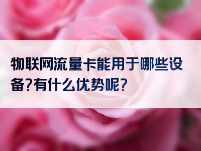 物联网流量卡能用于哪些设备？有什么优势呢？